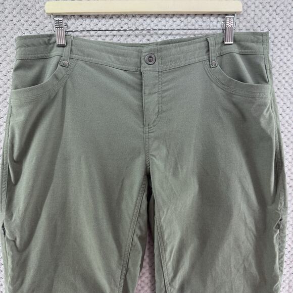 Kuhl Pants Women 16 Green Nylon Stretch Mid Rise Capri Rushed Leg Outdoor Hiking - Picture 3 of 16